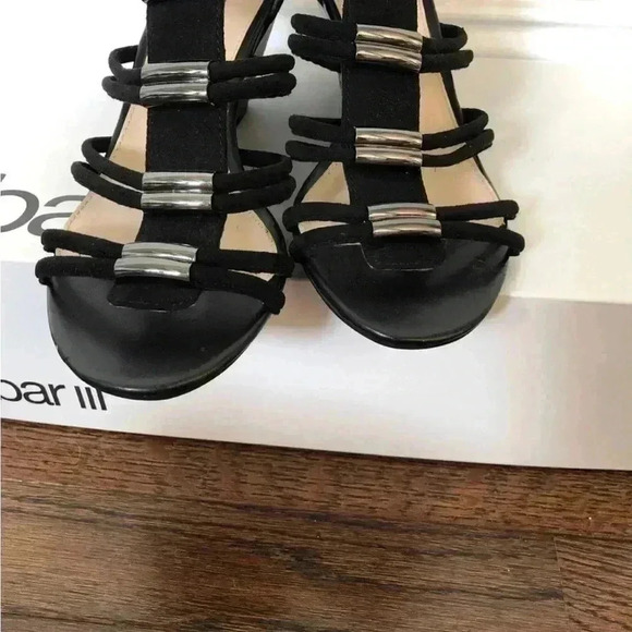 NEW Bar III Krystal Black Open Toe Wedge Heel w/Silver Accents - Size 8 - Picture 8 of 9